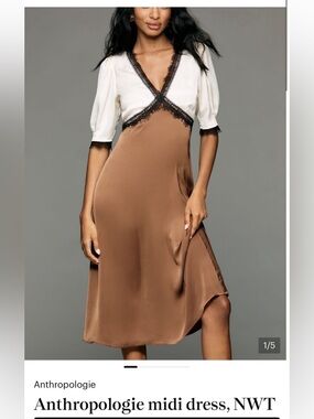 Anthropologie V-Neck Lace Trim Midi Dress
NWT, size XS
